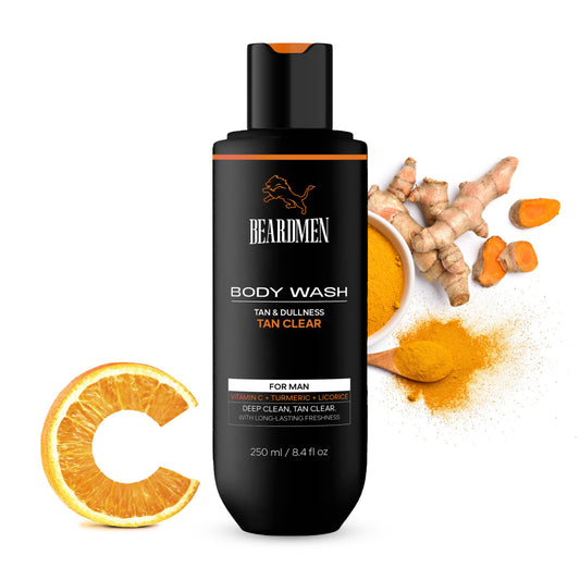 Beardmen Tan Clear Body Wash for Men – Vitamin C, Turmeric & Licorice(250 ml)